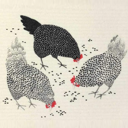 Happy Chickens Swedish Dishcloth