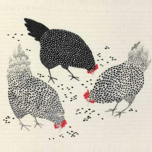 Happy Chickens Swedish Dishcloth