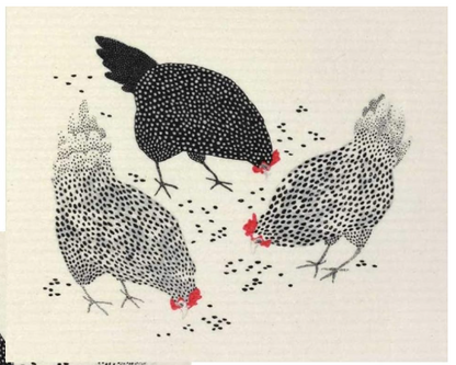Happy Chickens Swedish Dishcloth