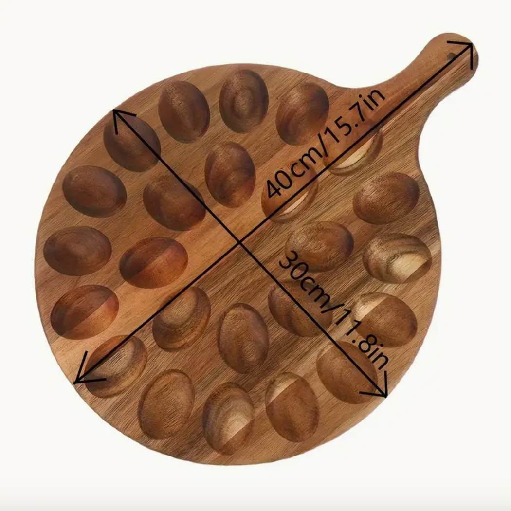 The Acacia Multi-Use Cutting Board & Deviled Egg Board
