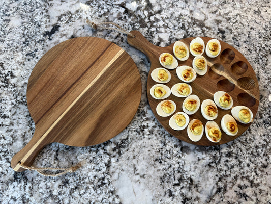 The Acacia Multi-Use Cutting Board & Deviled Egg Board