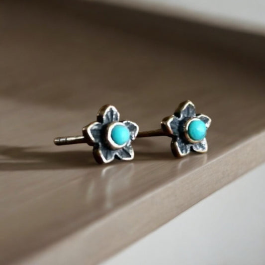 Mini Floral Turquoise Earrings