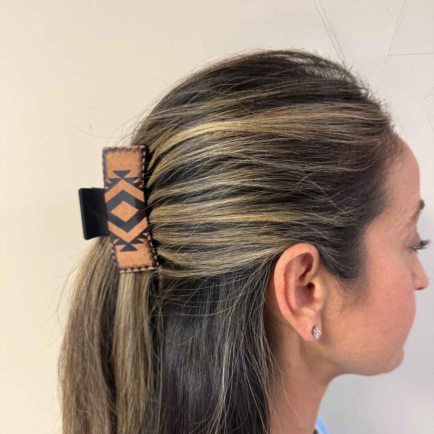 Aztec Print Faux Leather Hair Claw Clip