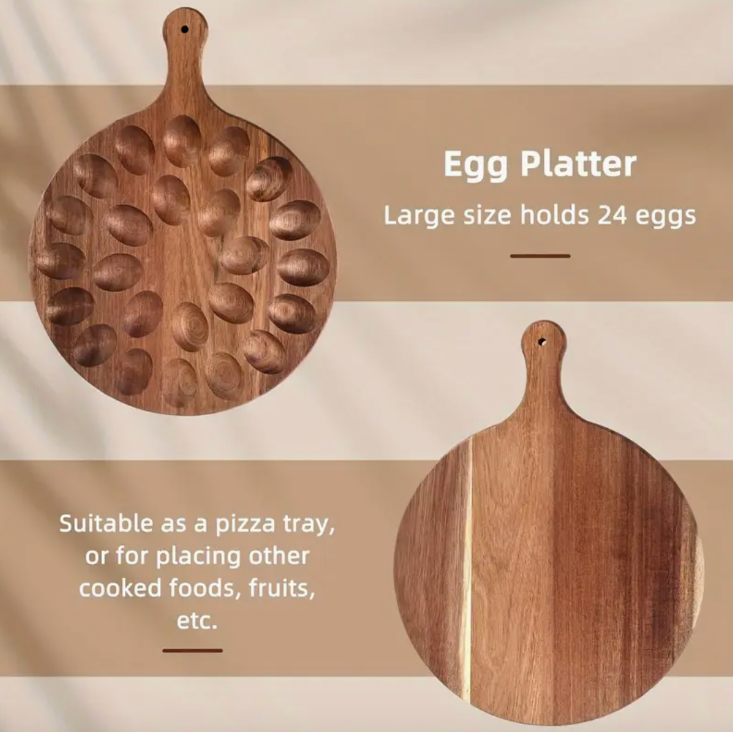 The Acacia Multi-Use Cutting Board & Deviled Egg Board