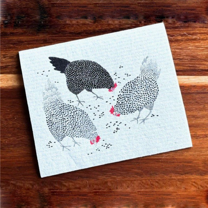 Happy Chickens Swedish Dishcloth